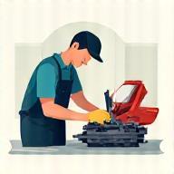 Icon representing a mechanic actively repairing automotive parts